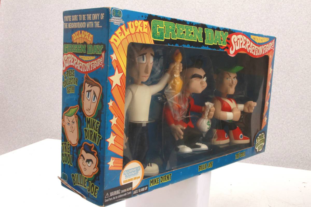 サマーソニック04 限定品 SMITI製 グリーンデイ GREEN DAY スーパーアクション フィギュア 3体 箱付 セット 032123