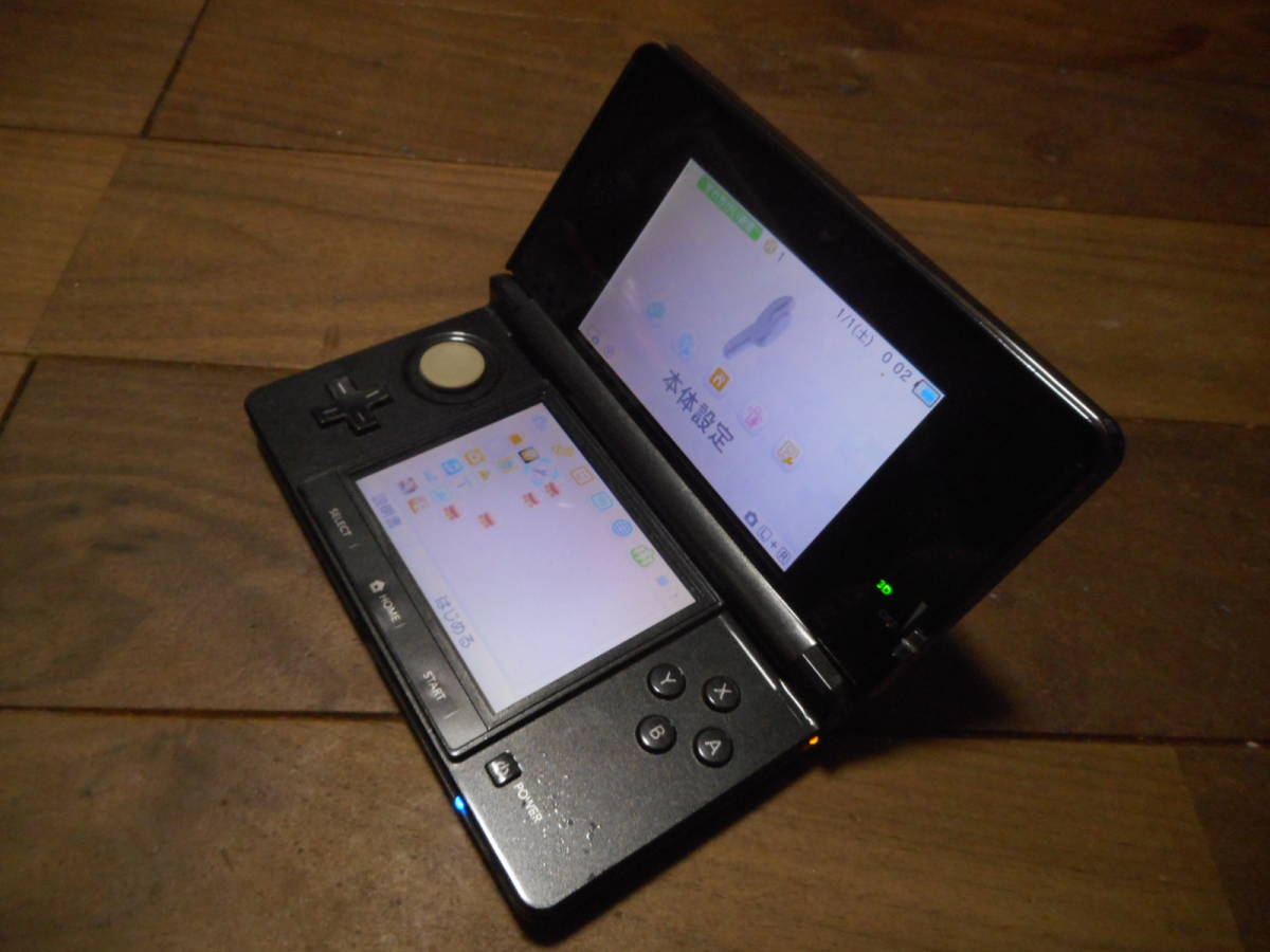 ①【送料無料】完動品液晶無傷3DS本体コスモブラックVer11.2.0-35J【動作確認済み1円スタート】