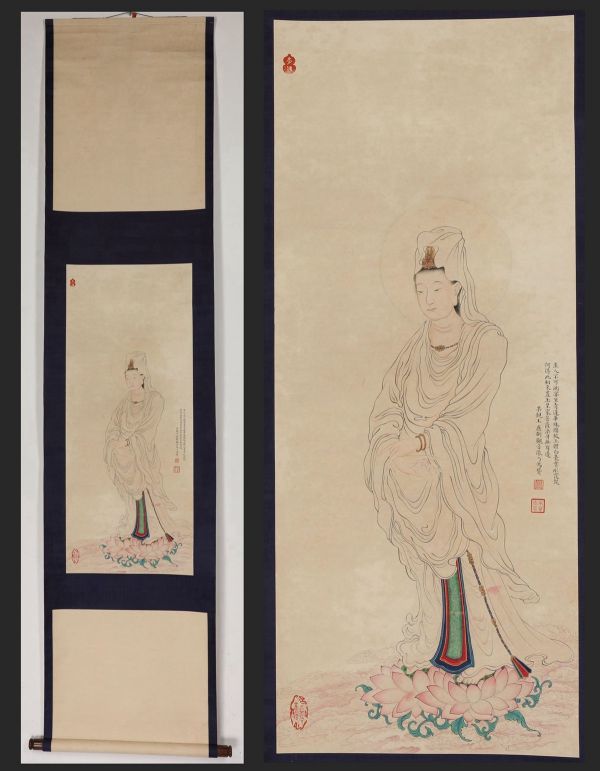 セール，大人気 掛け軸 觀音図 和碩果親王 中国 清代軍事家 肉筆保證 唐物唐本(掛軸)｜売買されたオークション情報、yahooの商品情報をアーカイブ公開 - オークファン 掛軸