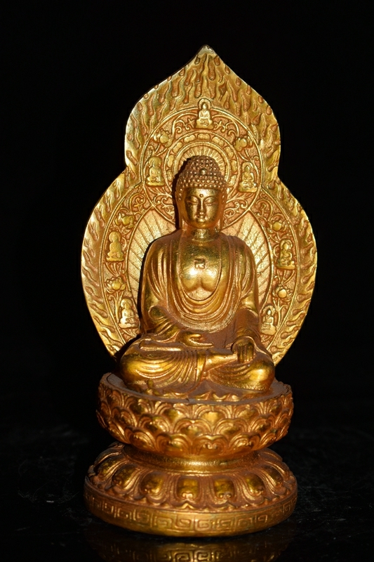 仏像 仏教美術 古銅 銅製 秘藏 釈迦如来坐像 古玩 唐銅 ♢中国 仏具