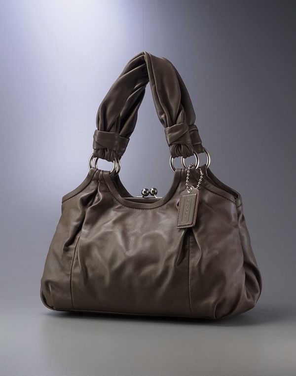 B7831◆コーチ COACH*レザー*パーカー/Parker*サッチェル がま口付き ショルダーバッグ/トートバッグ/セミショルダーバッグ/鞄/モカ*13437