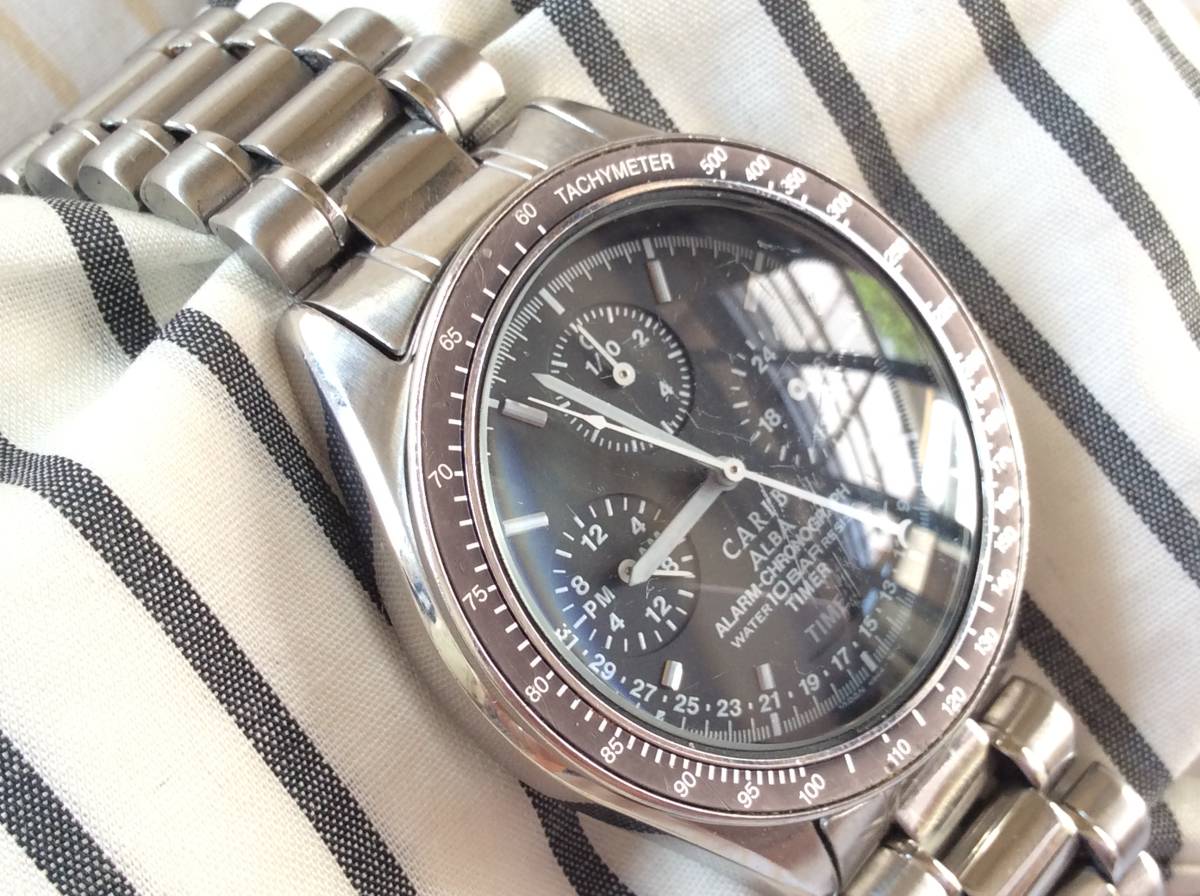 SEIKO ALBA CARIB N944-7A40 多機能アナログ クロノグラフ スピード 