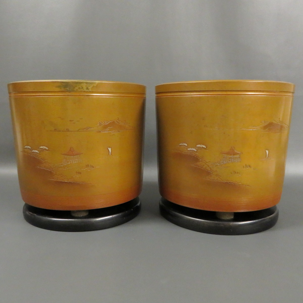 ☆一ノ瀬宗辰 作 唐銅 曽呂利 花入 花器 共箱 良品
