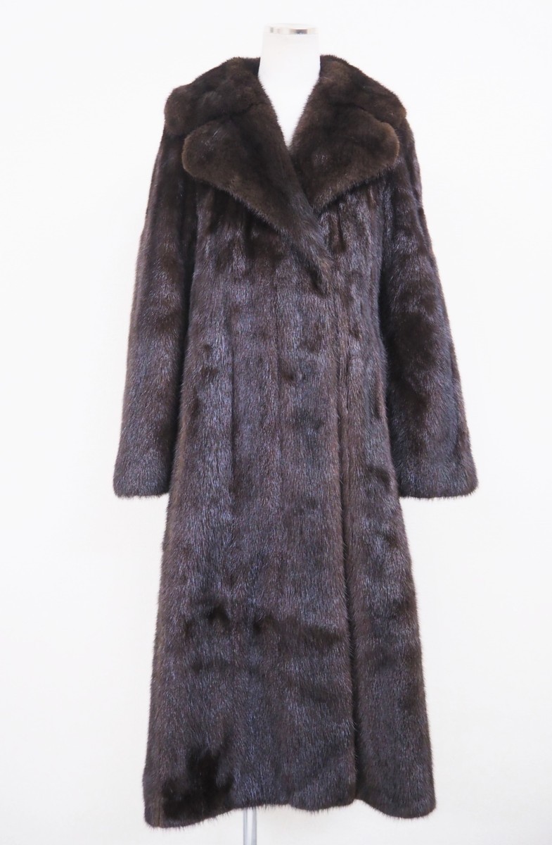 美品◇Carven◇高級毛皮◇ダークミンク◇ベルスリーブ◇超ロングコート 