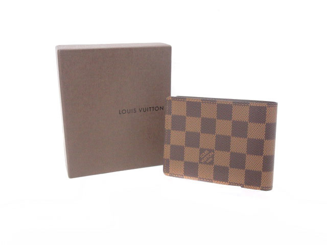 1円 ルイヴィトン LOUIS VUITTON ポルトフォイユ ミュルティプル ダミエ 財布 札入れ 茶 ブラウン N60895 /mm