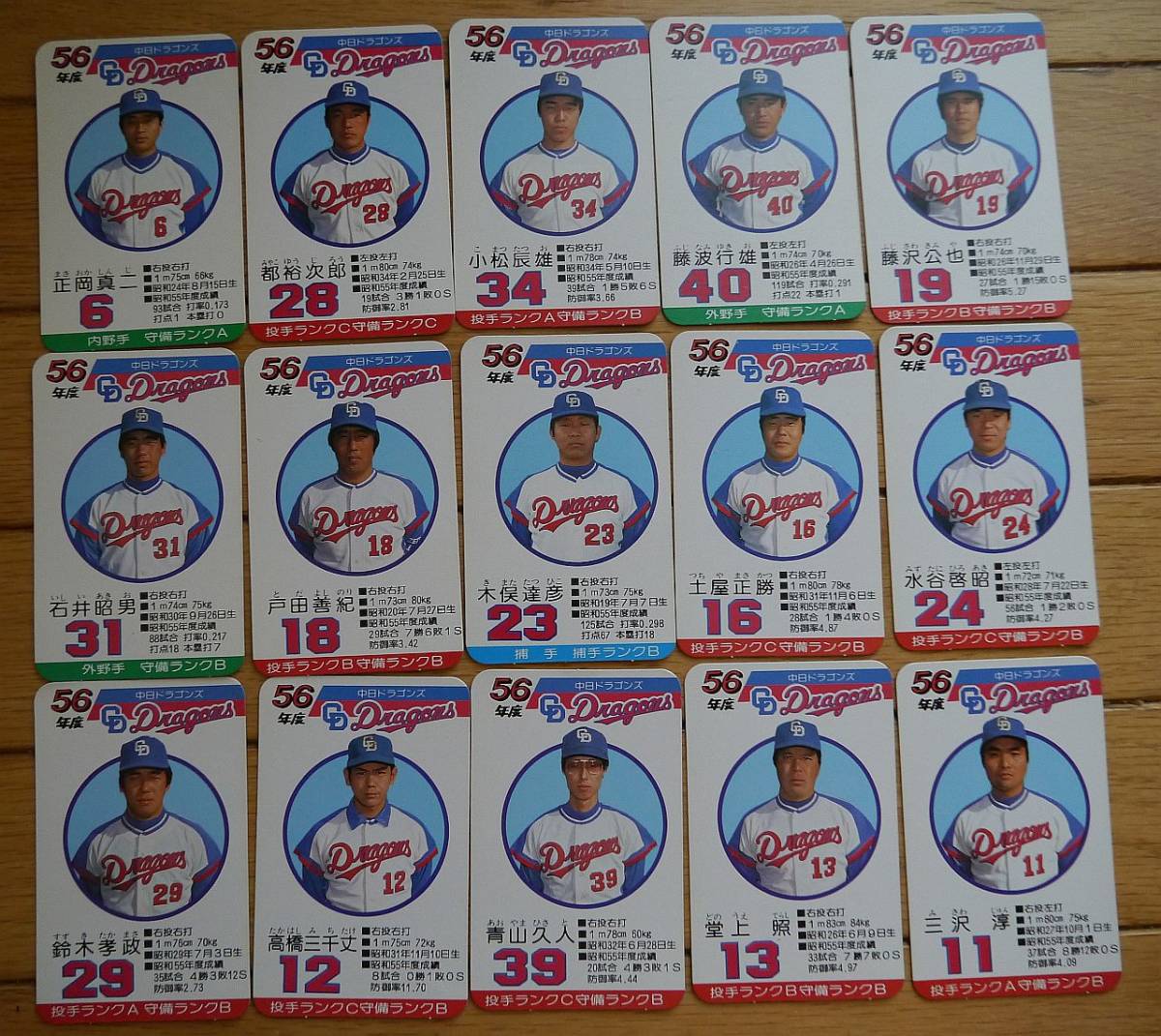 TAKARA ☆タカラ プロ野球カード 昭和56年度 中日ドラゴンズ 30枚 