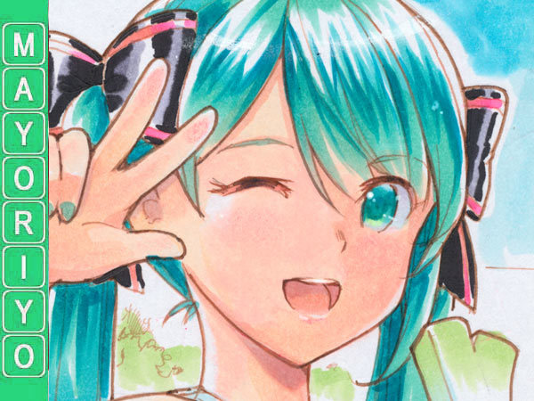 ☆同人手描きイラスト 色紙 原画 ボーカロイド 初音ミク「Miku's
