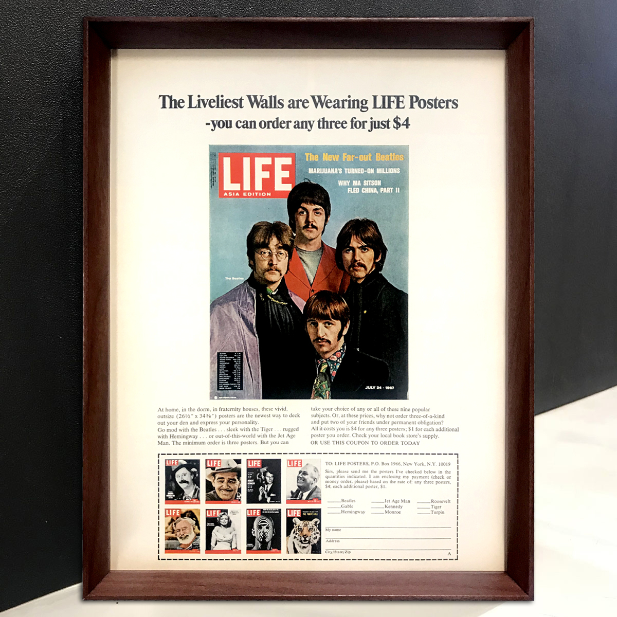 ビートルズ 1960年代 LIFE誌 ビンテージ広告 ポスター 額付 アート