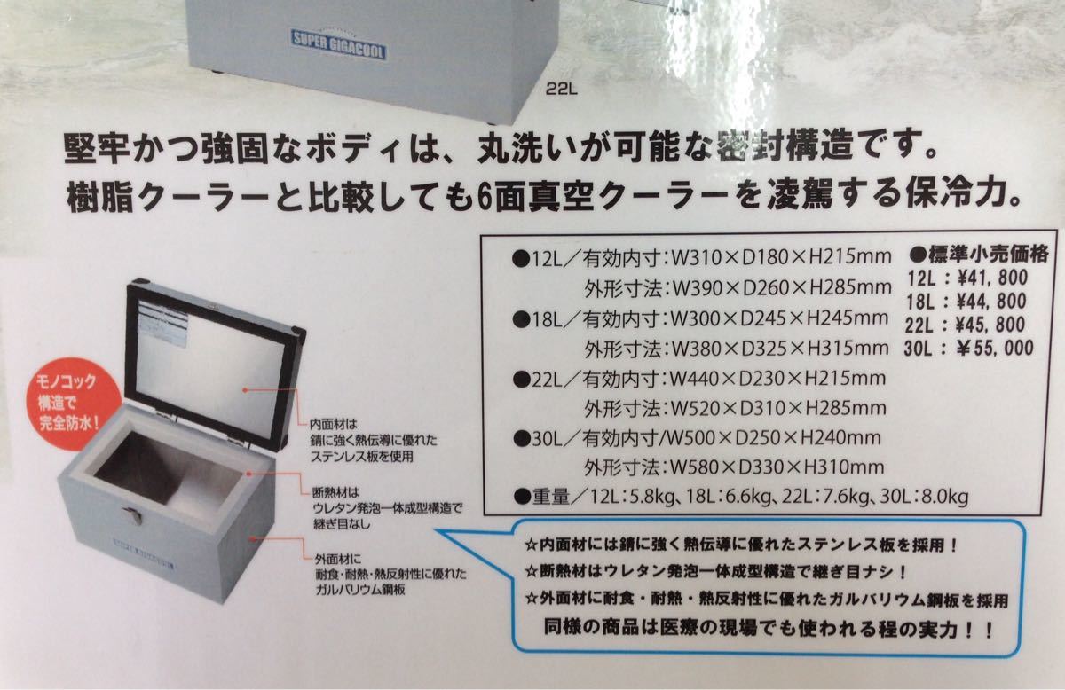 釣武者 メタルクーラー スーパーギガクール 22L 6面真空クーラーを凌駕