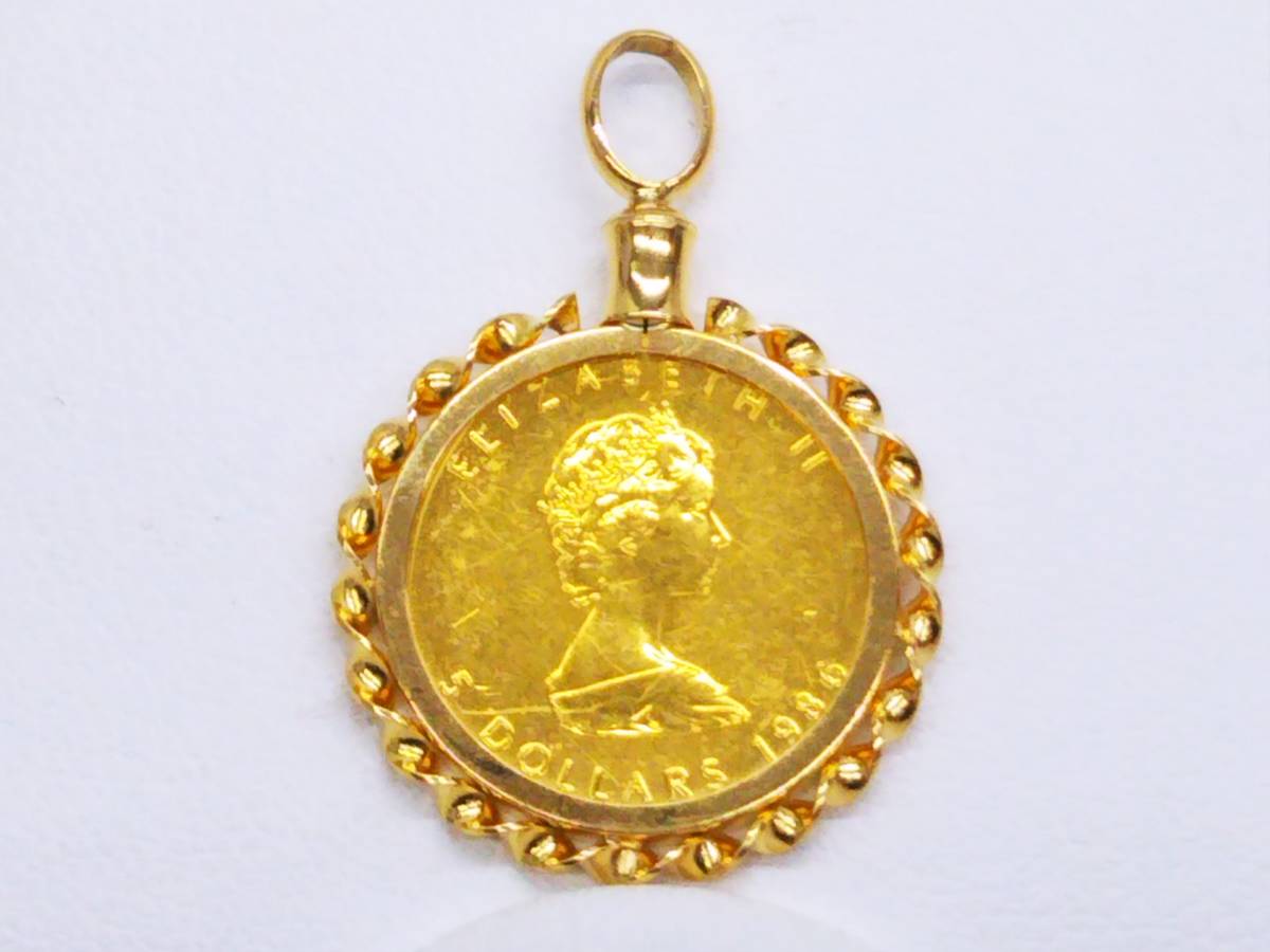 K24 K18 1/10oz コイントップ メイプルリーフ エリザベスⅡ 1986 4.3g