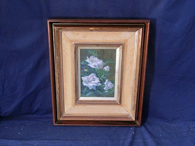 絵画買取・販売の小竹美術 寺井重三「薔薇」油絵・F4号（白銀） 野間仁 