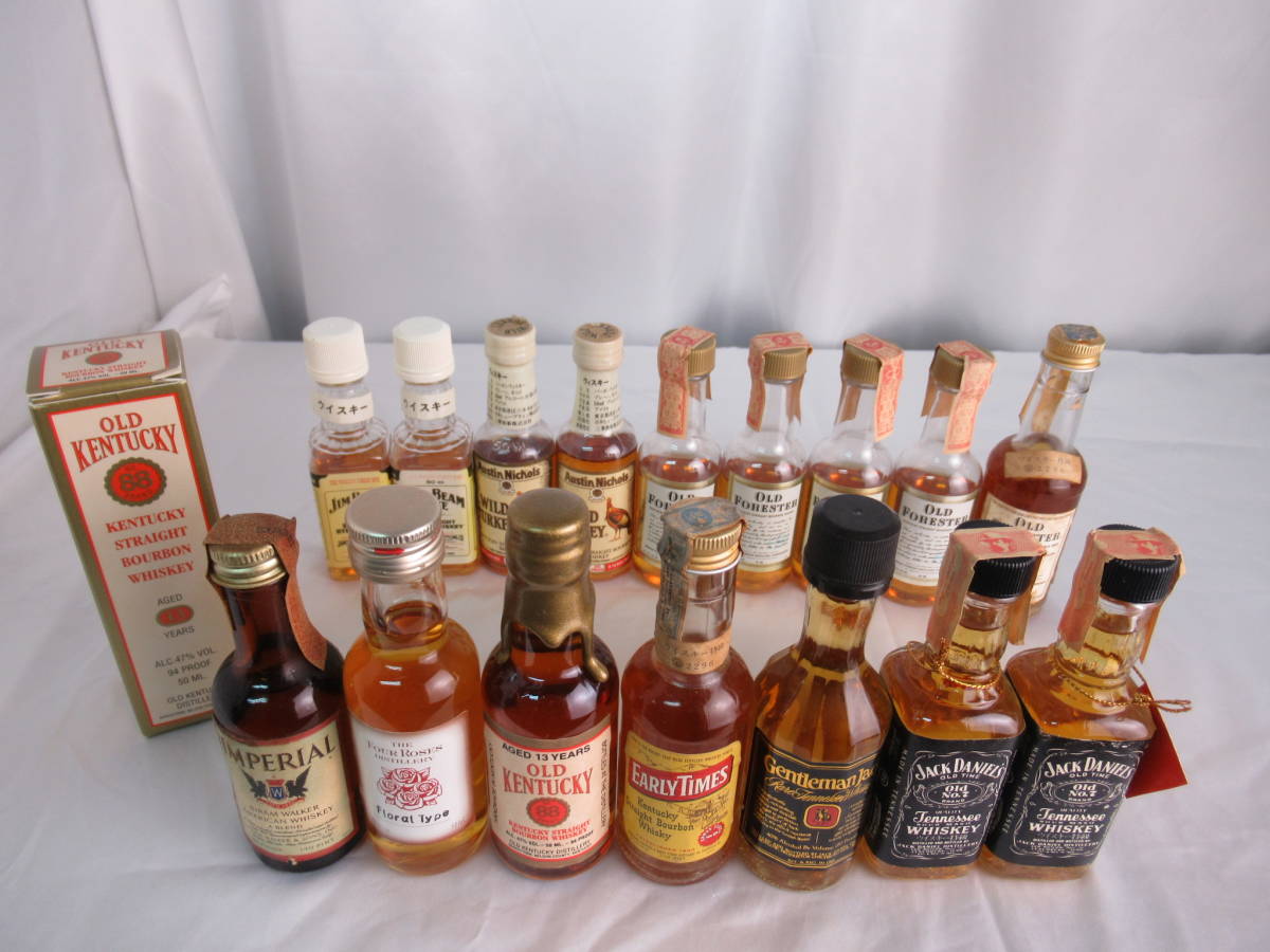 ミニボトル ワイルドターキー 1円～ 古酒未開栓バーボン 4本セット 