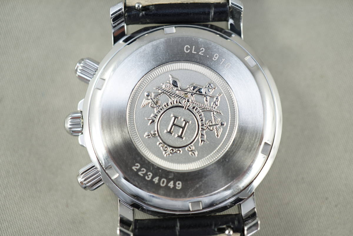 やや美品！☆HERMES/エルメス クリッパーダイバークロノ メンズ腕時計 