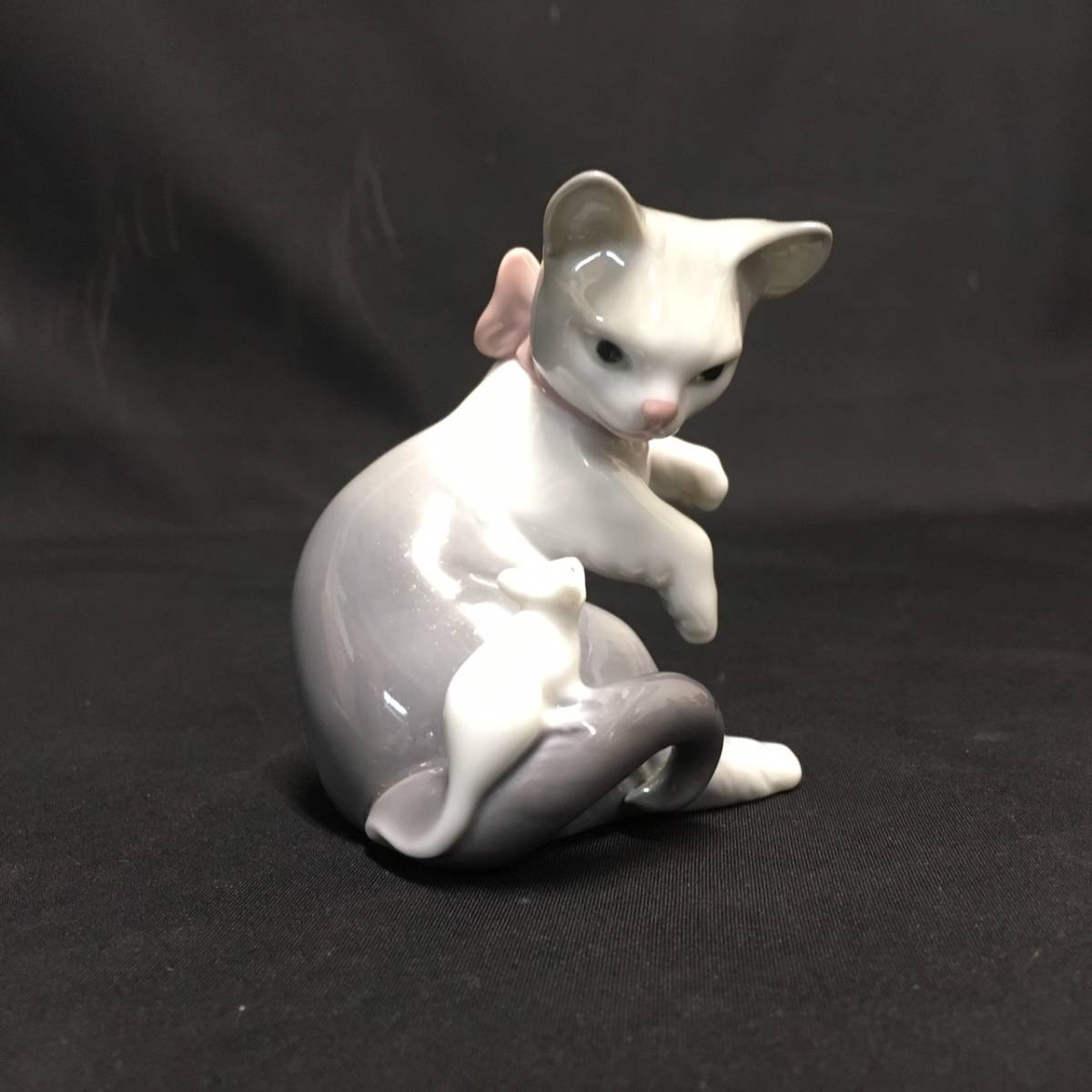 C26i04D LLADRO リヤドロ 驚いた仔猫ちゃん 猫と鼠 オブジェ 置物