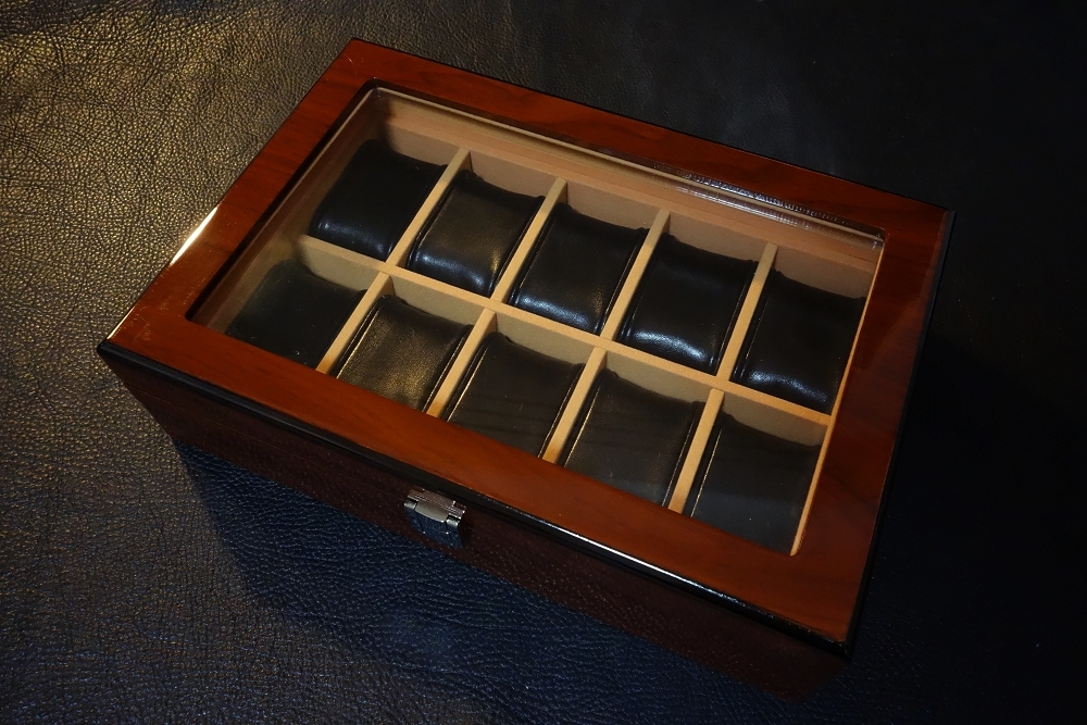 腕時計ケース 高品質本牛革製クッション 木製 10本収納 コレクション ディスプレイ ボックス 黒 ウォッチケース 新品 アンティーク レザー 腕時計ケース 木製 ケース 収納 おしゃれ 時計
