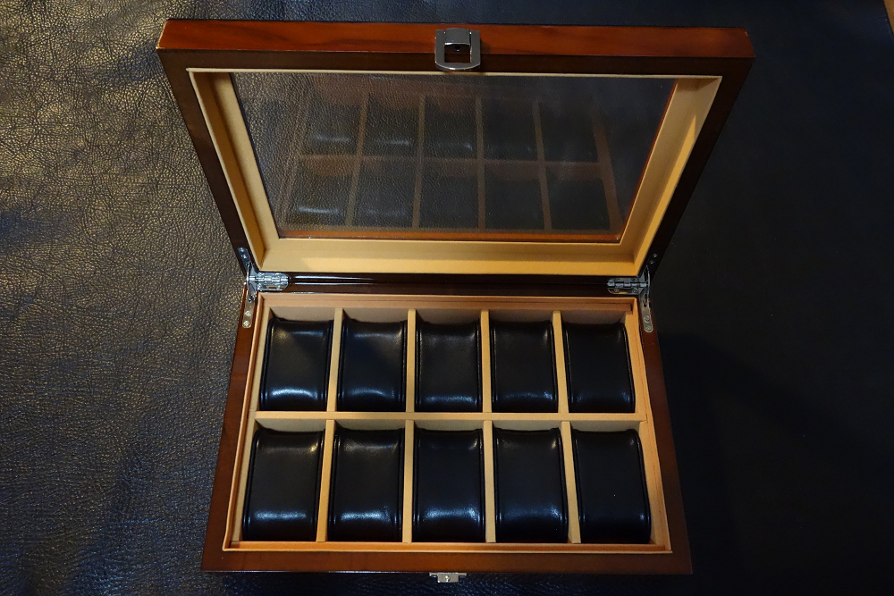 腕時計ケース 高品質本牛革製クッション 木製 10本収納 コレクション ディスプレイ ボックス 黒 ウォッチケース 新品 アンティーク レザー 腕時計ケース 木製 ケース 収納 おしゃれ 時計