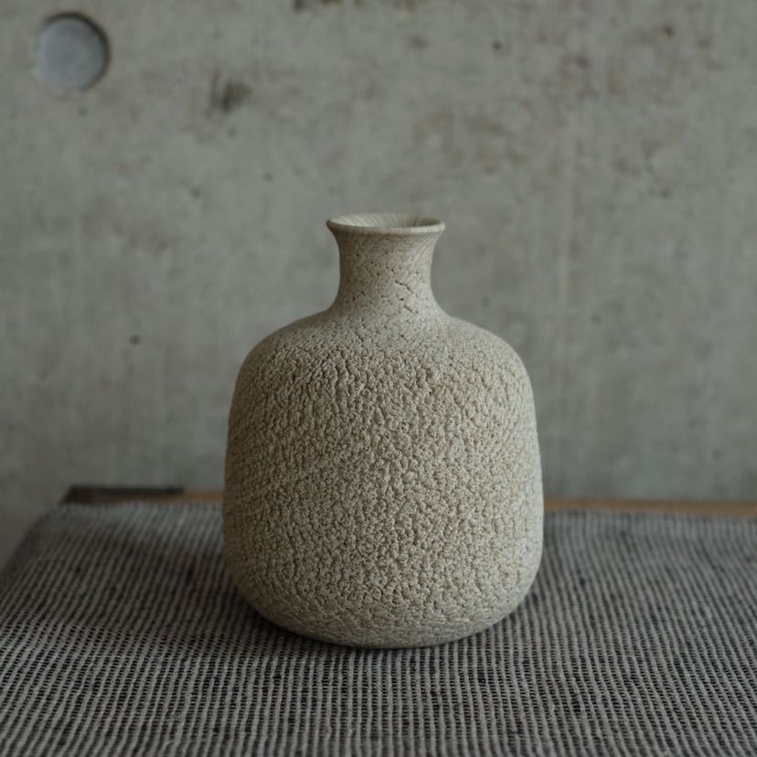 人間国宝 松井康成 晩年秀作 練上嘯裂徳利 白 酒器