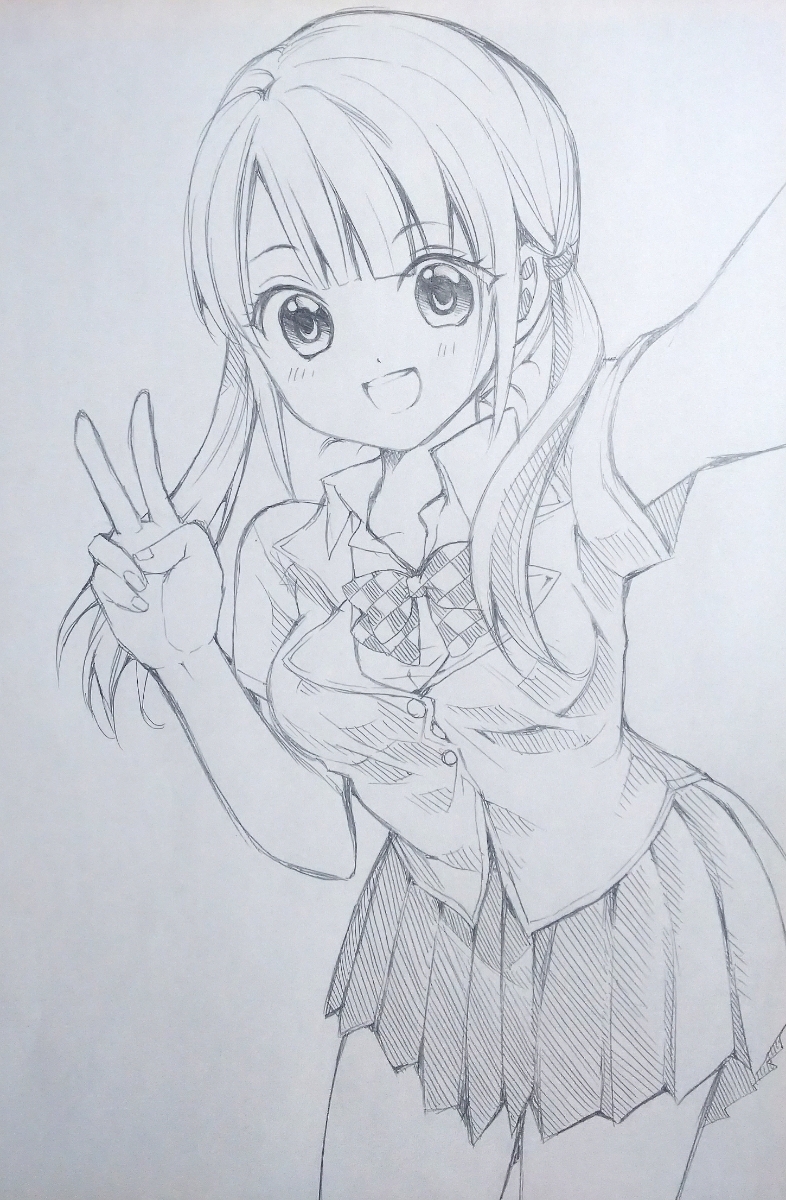 手描きイラスト 自撮り風の女の子 ラフ画 オリジナル 手描きイラスト 売買されたオークション情報 Yahooの商品情報をアーカイブ公開 オークファン Aucfan Com