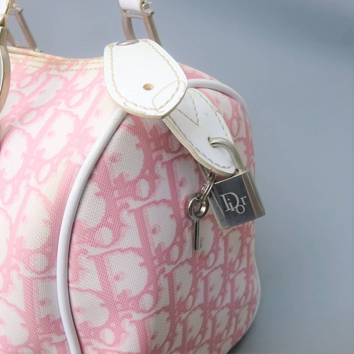 ディオール Dior トロッター ボストンバッグ Christian ミニ ピンク