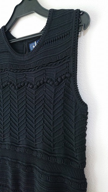 【在庫処分セール】 タグ付き・新品☆M‘SGRACY　エムズグレイシー　異素材ノースリーブワンピース　ブラック　38　〇A206