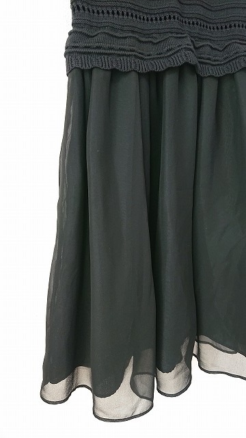 【在庫処分セール】 タグ付き・新品☆M‘SGRACY　エムズグレイシー　異素材ノースリーブワンピース　ブラック　38　〇A206