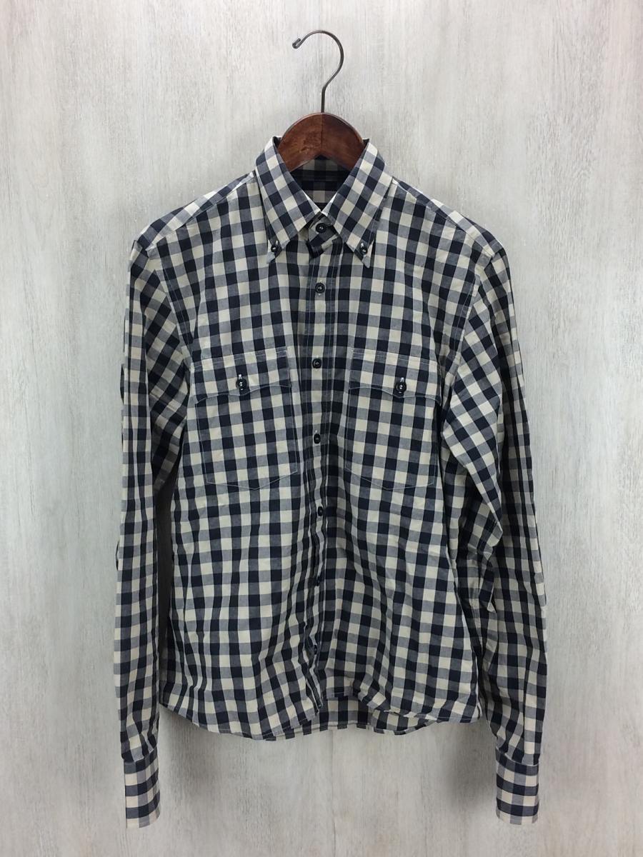 PRADA◇ボタンダウンブロックチェックシャツ/長袖シャツ/15/コットン