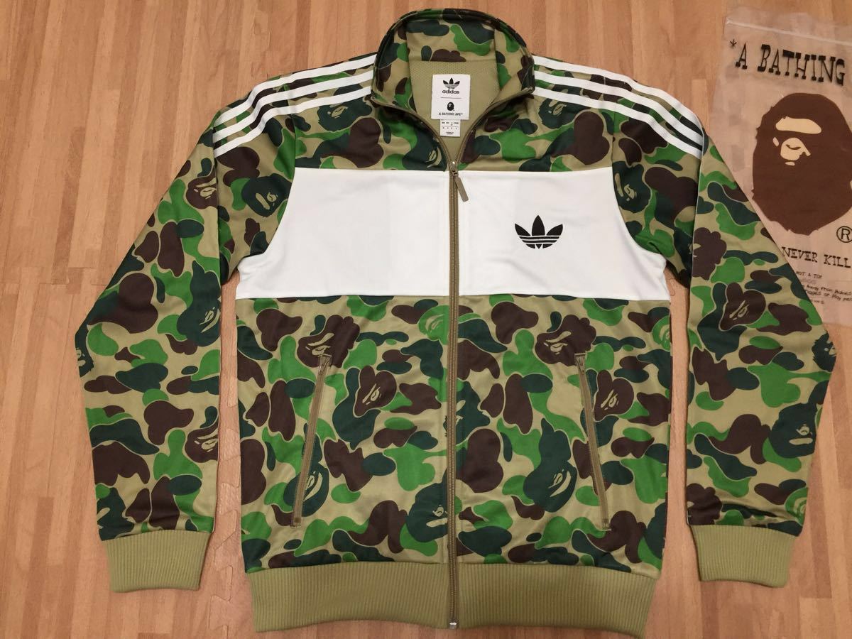 希少 美品 APE × アディダス ファイヤーバード トラックトップ 緑 M 