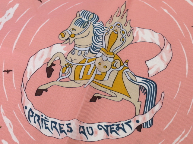 エルメス カレ90 PRIERES AU VENT 風の中の祈り ピンク