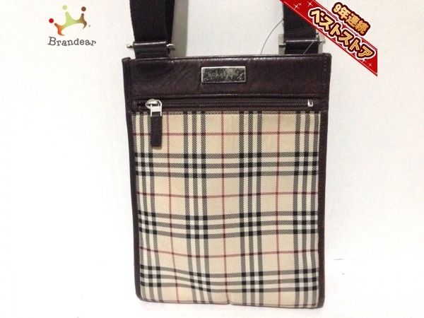 低価，100%新品 バーバリー Burberry ショルダーバッグ ナイロンジャガード&times;レザー ベージュ&times;ダークブラウン&times;マルチ チェック柄 バッグ(ショルダーバッグ)｜売買されたオークション情報、yahooの かばん、バッグ
