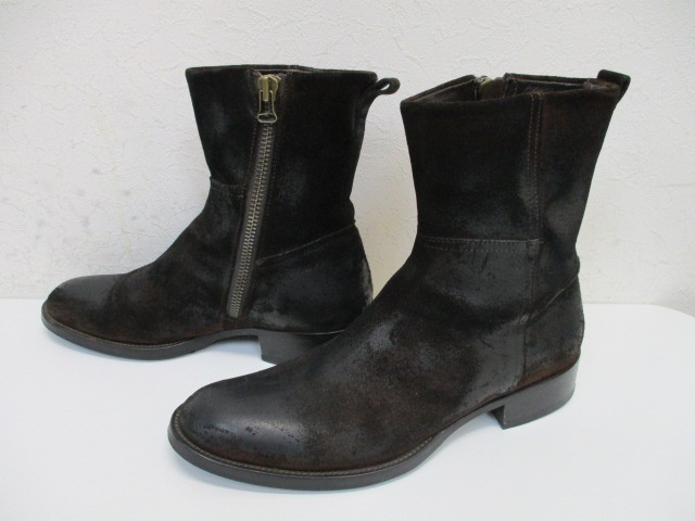 BUTTERO ブッテロ サイドジップ レースアップ レザー ブーツ 濃茶 BUTTERO SIDE ZIP BOOTS brown size:41 ブッテロ サイドジップブーツ
