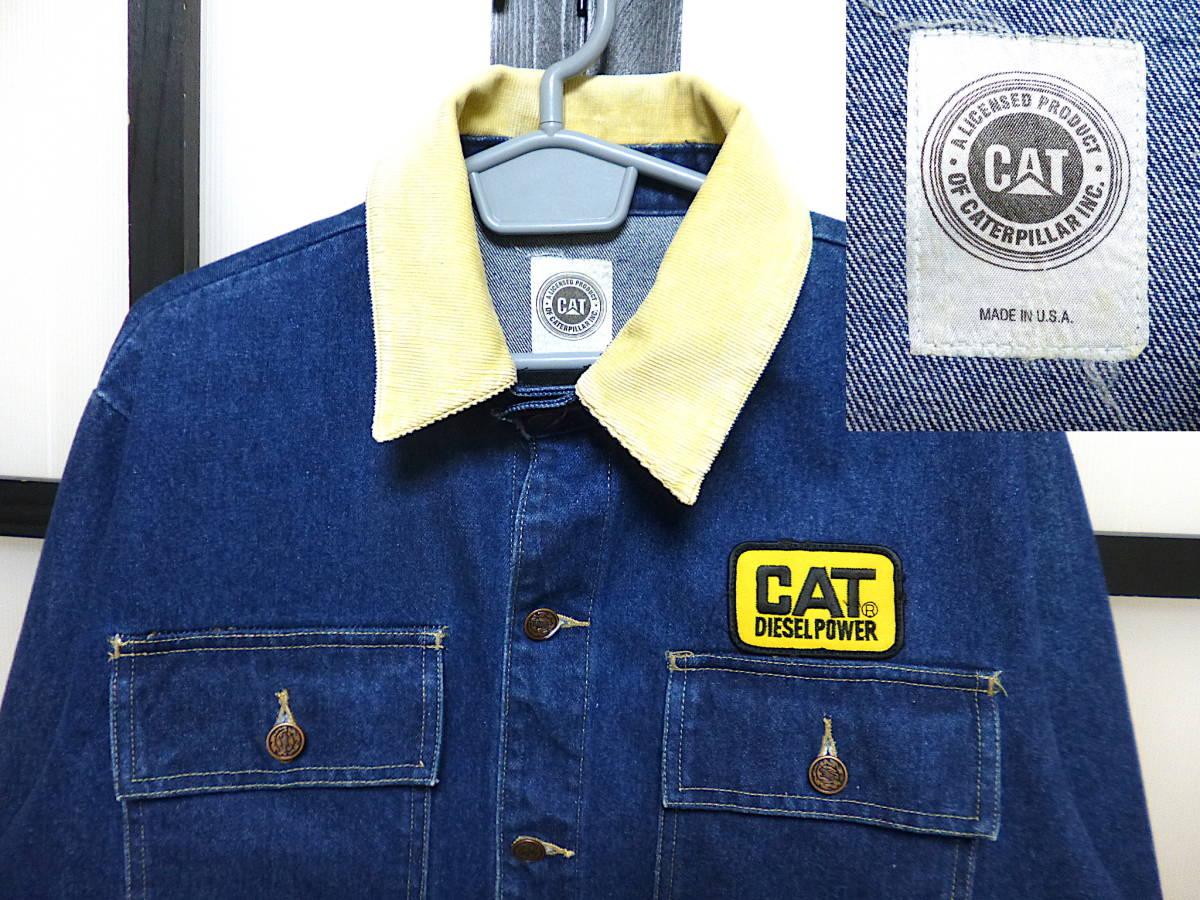 US古着 80s～90s キャタピラー デニム ショート丈 カバーオール USA製 