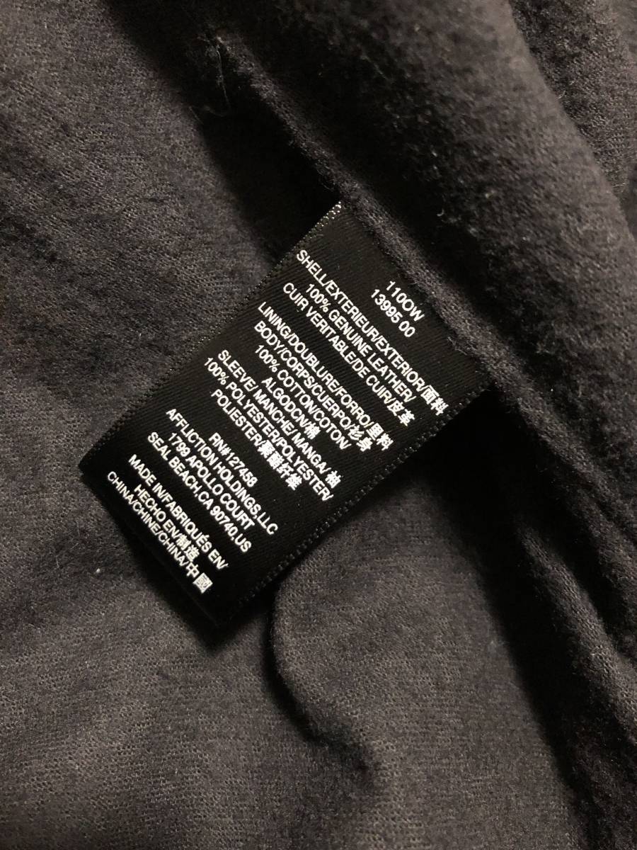 美品☆[AFFLICTION] インディアンスカル刺繍 シングルライダース