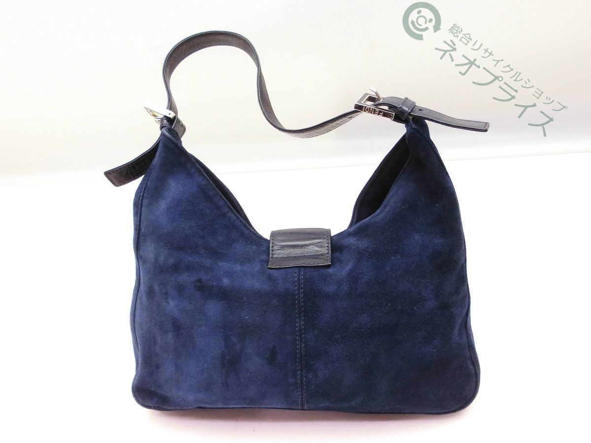 ◆S9428 FENDI フェンディ バイカラー ロゴ 金具 スエード レザー ショルダー バッグ
