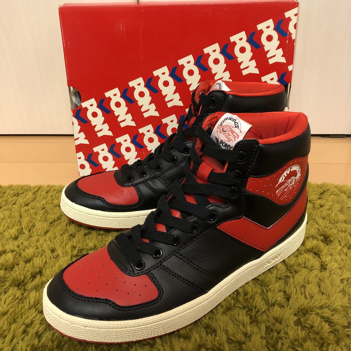PONY City Wings Hi 27.5cm 美品ユーズド BLK/RED ブルズカラー 復刻版 