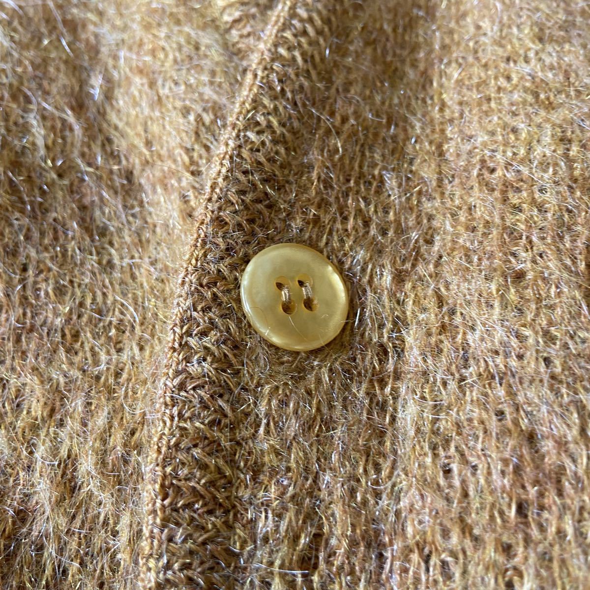 60s Kraft モヘア 65% カーディガン L USA製 ビンテージ 毛足 ゴールド 
