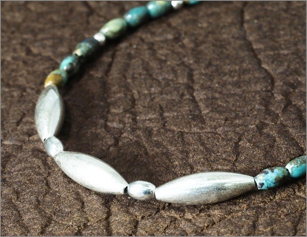 【大人気】ナバホ族 シルバー925 天然 ターコイズ ビーズチェーン ブレスレット(高級仕様 数量限定販売 SV925 スターリングシルバー S106-3_1