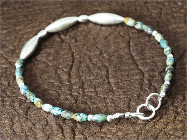 【大人気】ナバホ族 シルバー925 天然 ターコイズ ビーズチェーン ブレスレット(高級仕様 数量限定販売 SV925 スターリングシルバー S106-3_2