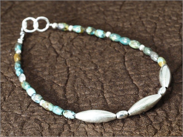 【大人気】ナバホ族 シルバー925 天然 ターコイズ ビーズチェーン ブレスレット(高級仕様 数量限定販売 SV925 スターリングシルバー S106-3_3