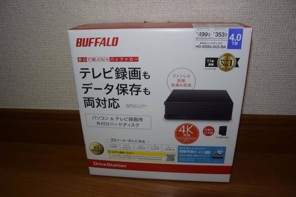 BUFFALO 外付けハードディスク　４TB　HD-EDS４．０U3-BA