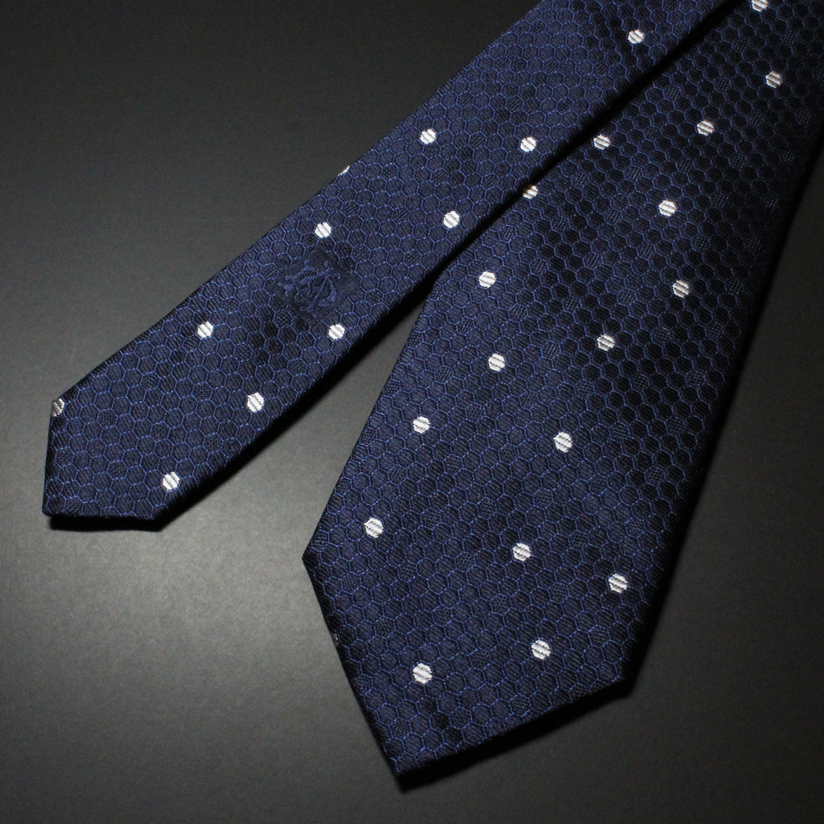 8439◆DUNHILLダンヒル◆ネクタイ◆JFAサッカー日本代表2018サムライブルー勝負服◆定価22,000円◆ネイビードット◆イタリア製◆新品