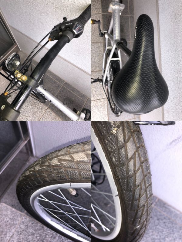 ■J298■ Jeep ジープ 折り畳み自転車 20インチ 6速 銀/シルバー コンパクト フォールディングバイク 中古 自転車 #おしゃれ自転車