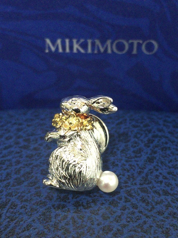 MIKIMOTO ミキモト　パールピンブローチ うさぎ【美品】箱付 K18＆シルバー_1