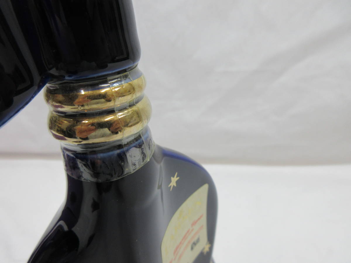 106Q320L00▼LARSEN VIKING SHIP ラーセン バイキングシップ 青×金 陶器ボトル 70ml 40% Larsen Viking Cognac Black Pearl коньяк
