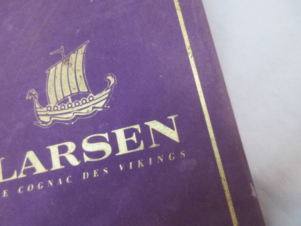 106Q320L00▼LARSEN VIKING SHIP ラーセン バイキングシップ 青×金 陶器ボトル 70ml 40% Larsen Viking Cognac Black Pearl коньяк