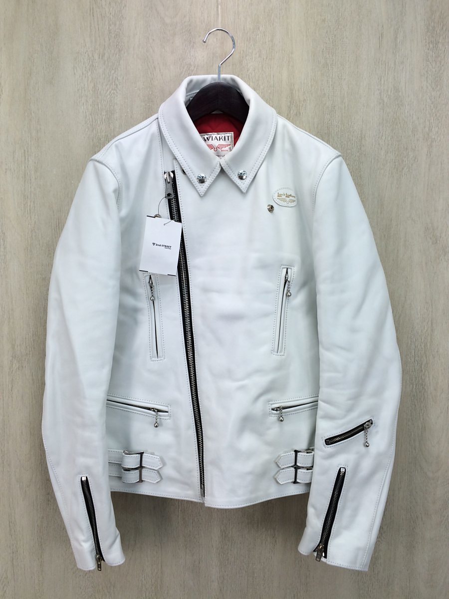 Lewis Leathers◇ダブルライダースジャケット/40/馬革/WHT/AVIAKIT/白