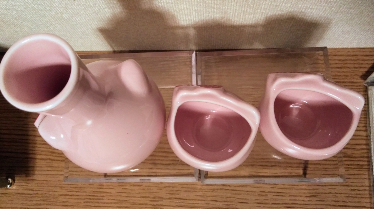キティ 徳利とお猪口セット 希少☆ ハローキティ 陶器製 とっくりセット フェイス ピンク 徳利 お