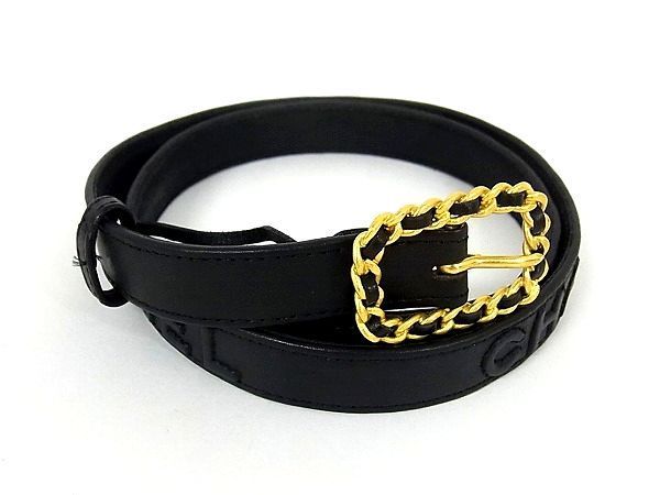 CHANEL シャネル レザー ココマーク チェーン 1円 極美品 A128 1000円
