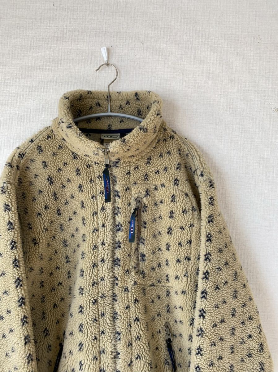 90s L.L.Bean バーズアイ ボア フリース ジャケット S エルエルビーン 