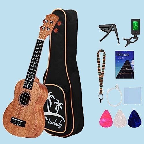 ★★★まっさら新品 ウクレレ Muslady Y-H7 8点セット 日本語教本 21インチ Ukulele ソプラノサイズ マホガニー材 初心者向け