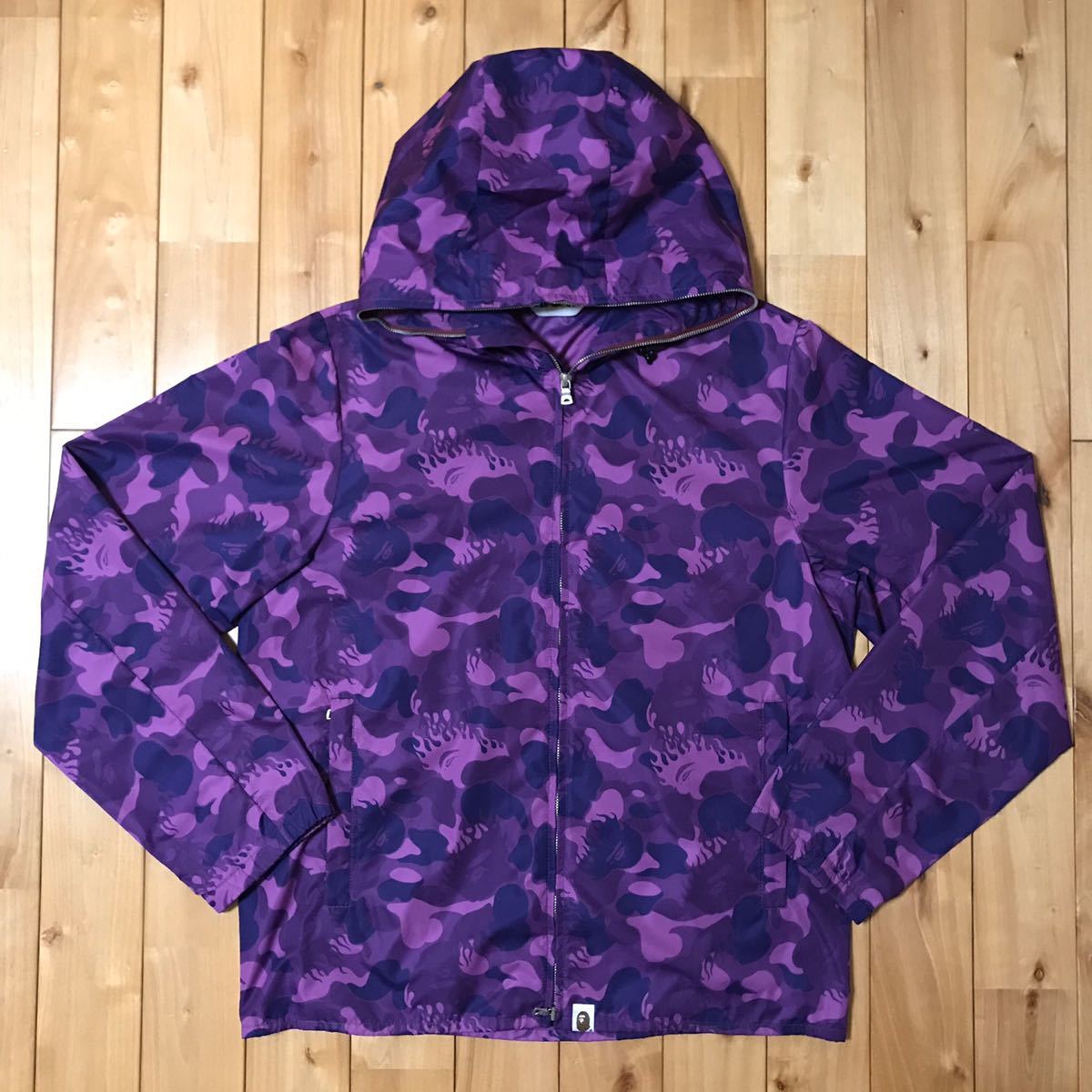 ★激レア★ fire camo マウンテン パーカー Mサイズ a bathing ape bape hoodie ファイヤーカモ エイプ ベイプ purple camo jacket 迷彩